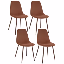 Lot de 4 Chaises confortables en polyester effet velours et pieds en fer