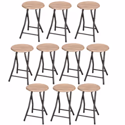 Lot de 10 Tabourets d'appoint pliables industriel Dock - Noir