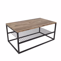 Table basse en panneaux de particules et acier avec 1 étagère