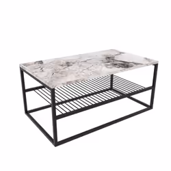 Table basse en panneaux de particules et acier avec 1 étagère