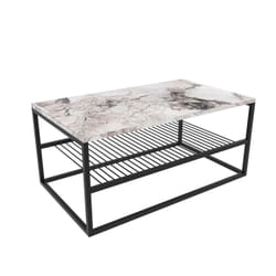 Table basse en panneaux de particules et acier avec 1 étagère