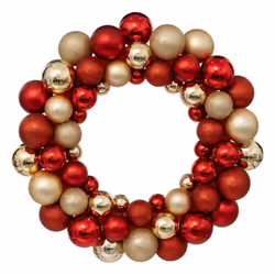Couronne boule de Noël - Diam 35 cm - Rouge et Or