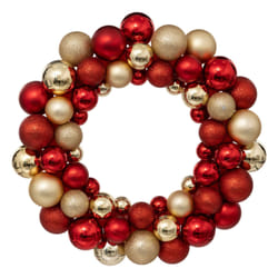 Couronne boule de Noël - Diam 35 cm - Rouge et Or