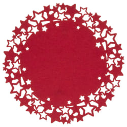 Lot de 6 sets de table de Noël rond motifs étoiles en feutrine Diam. 38 cm - Rouge