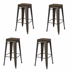 Lot de 4 Tabourets de bar vintage Liv