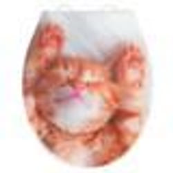 Wenko - Abattant WC Chaton - Bois - Blanc et orange