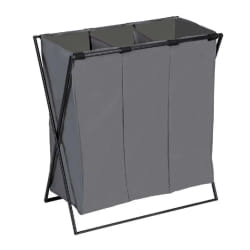Wenko Panier à linge XL - 3 compartiments - Gris