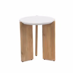 Bout de canapé Harmonie en marbre et bois - Beige et blanc