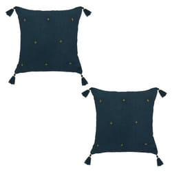 Atmosphera - Lot de 2 coussins de chaise brodés rectangulaires Starke - 40 x 40 cm - Bleu nuit