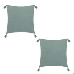Atmosphera - Lot de 2 coussins de chaise brodés rectangulaires Starke - 40 x 40 cm - Céladon