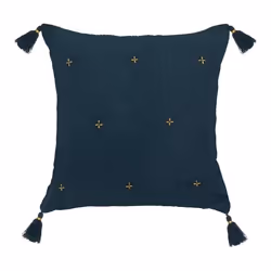 Atmosphera - Coussin de chaise brodé rectangulaire Starke - 40 x 40 cm - Bleu nuit