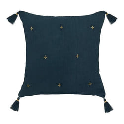 Atmosphera - Coussin de chaise brodé rectangulaire Starke - 40 x 40 cm - Bleu nuit
