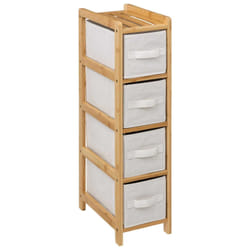 Meuble étagère fine 4 paniers - Banc et Marron