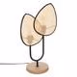 Atmosphera - Lampe à poser Feuille en cannage et métal - Beige et Noir