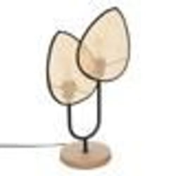 Atmosphera - Lampe à poser Feuille en cannage et métal - Beige et Noir