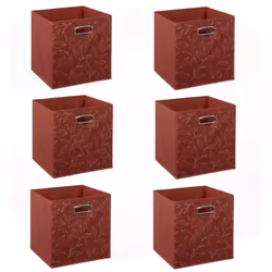 Lot de 6 boites de rangement en tissu Minimalist - 31x31x31cm - Rouge