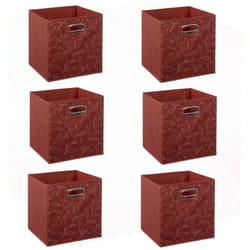 Lot de 6 boites de rangement en tissu Minimalist - 31x31x31cm - Rouge