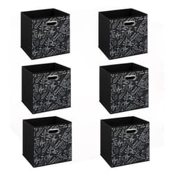Lot de 6 boites de rangement en tissu Botanical - 31x31x31cm - Noir