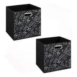 Lot de 2 boites de rangement en tissu Botanical - 31x31x31cm - Noir