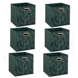 Lot de 6 boites de rangement en tissu Herbier - 31x31x31cm - Vert