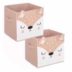 Lot de 2 boites de rangement Biche en velours - 29x29x29cm - Rose