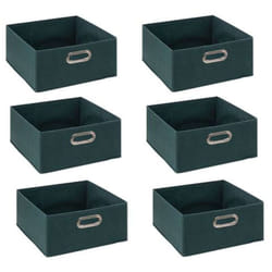 Lot de 6 boites de rangement en tissu - 31x31x15cm - Bleu Pétrol