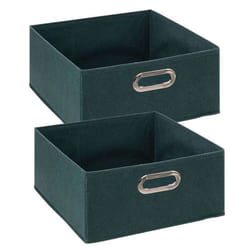 Lot de 2 boites de rangement en tissu - 31x31x15cm - Bleu Pétrol