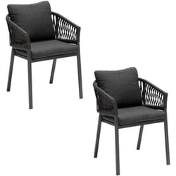 Hesperide - Lot de 2 fauteuils repas Oriengo aluminium et mailles tressées