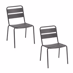 Lot de 2 chaises de jardin empilables Phuket - Gris graphite