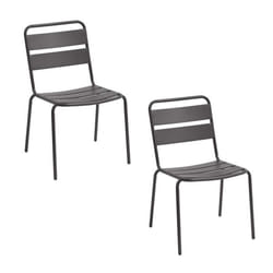 Lot de 2 chaises de jardin empilables Phuket - Gris graphite