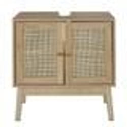 The Home Deco Factory - Meuble sous vasque 2 portes Bali en cannage - Marron