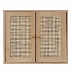 The Home Deco Factory - Armoire murale 2 portes Bali en cannage - Marron