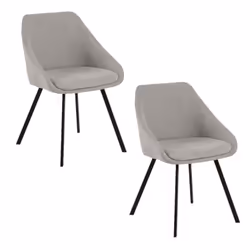 Lot de 2 fauteuils de table Maxine en tissu - Gris