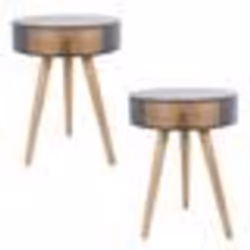 The Home Deco Factory - Lot de 2 tables de chevet scandinaves Nora - Diam. 35 x H. 45 cm - Gris