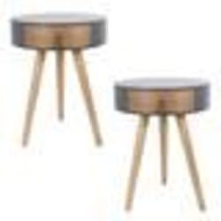 The Home Deco Factory - Lot de 2 tables de chevet scandinaves Nora - Diam. 35 x H. 45 cm - Gris