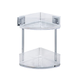 Etagère d'angle en acier inox Quadro 2 niveaux