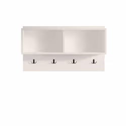 Etagère murale 2 niches et patères en bois