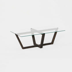 Table basse Onyxale en verre et bois massif - Transparent et gris foncé