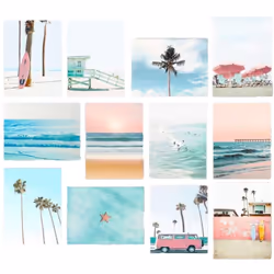 Transformez votre espace de vie avec notre lot de 12 affiches sunset bleu et rose. Ces tableaux captivants capturent les magn ...