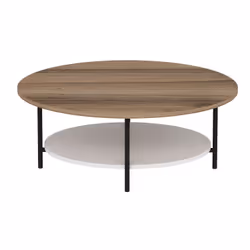 Table basse 1 étagère Ombeline en bois - Beige et blanc