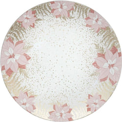 Lot de 12 dessous d'assiette Fleur D.33 cm - Rose et or