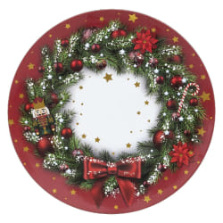 Lot de 12 dessous d'assiette Couronne de Noël D. 33 cm - Rouge