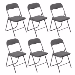 Lot de 6 chaises pliantes effet velours