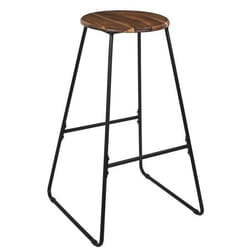 The Home Deco Factory - Tabouret de bar en acacia VISBY - Marron et noir