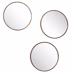 The Home Deco Factory - Lot de 3 miroirs ronds imitation bois - Diam 26 cm - Marron