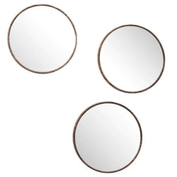 The Home Deco Factory - Lot de 3 miroirs ronds imitation bois - Diam 26 cm - Marron