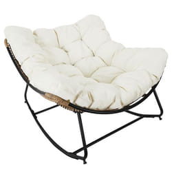 The Home Deco Factory - Fauteuil à bascule rembourré Asgar - Beige