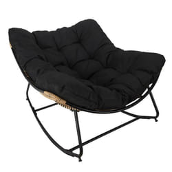 The Home Deco Factory - Fauteuil à bascule rembourré Asgar - Noir