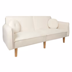 The Home Deco Factory - Canapé convertible en bouclette Forde - 3 Places - Blanc