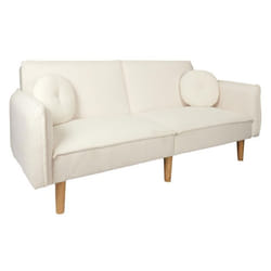 The Home Deco Factory - Canapé convertible en bouclette Forde - 3 Places - Blanc